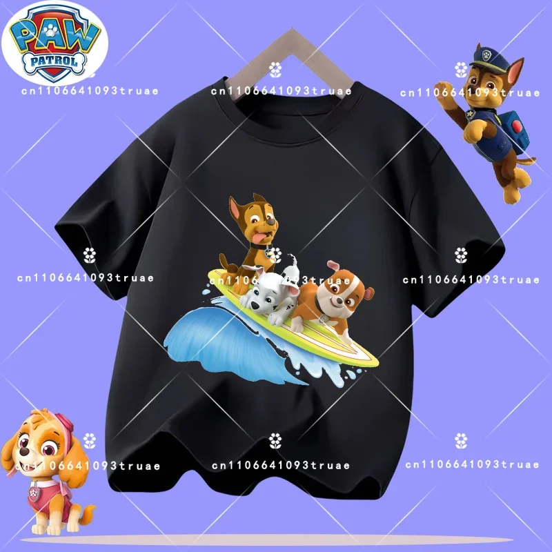 

Детская спортивная рубашка с короткими рукавами PAW Patrol для мальчиков, повседневный топ для девочек с мультяшным принтом, летняя футболка из 100% хлопка для детей