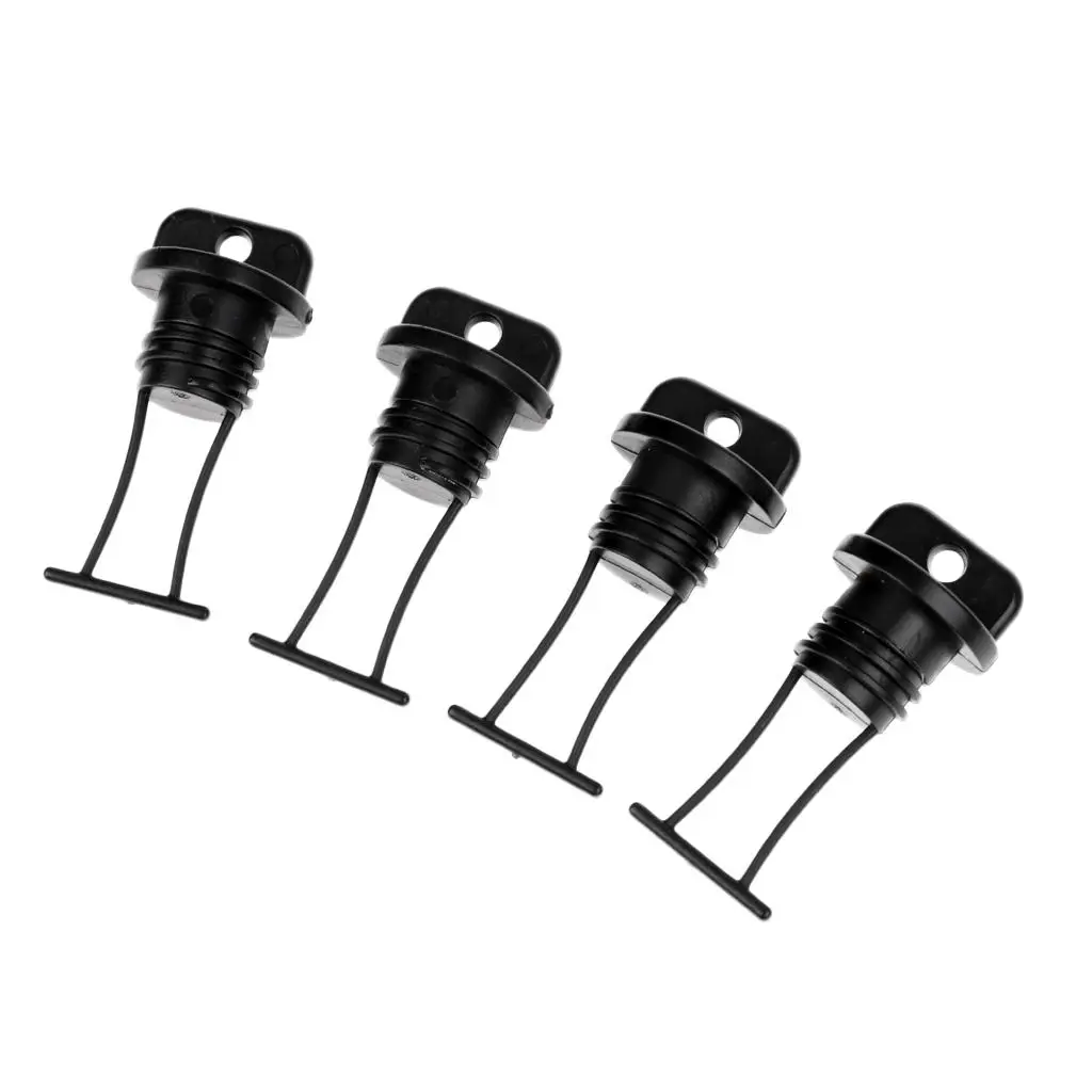 Bulk 4 Utility Plastic Hull Drain Plug Kit Kayak Canoe Boat Drain Holes Plugs Replacement - Black, Durable Plastic