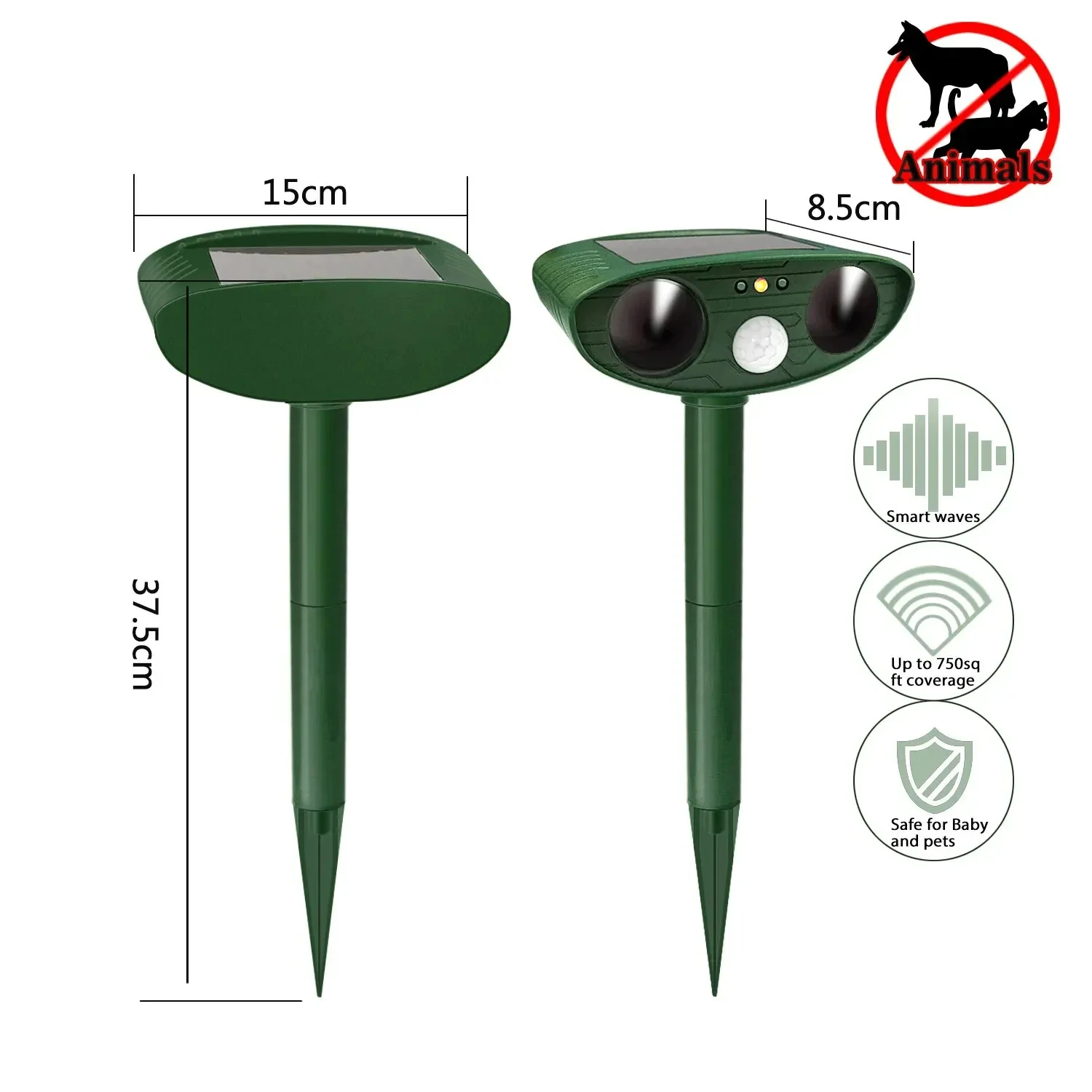 1pc ultrasound  Repellant Cat Dog Repellant Solar Powered Rechargeable Garden Waterproof creature Deterrent For Farm Yard