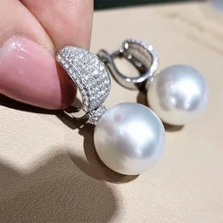 2026 Luxury CZ Imitation Pearl Earrings for Women Silver Color Temperament Elegant Lady Wedding Party Fashion Jewelry
