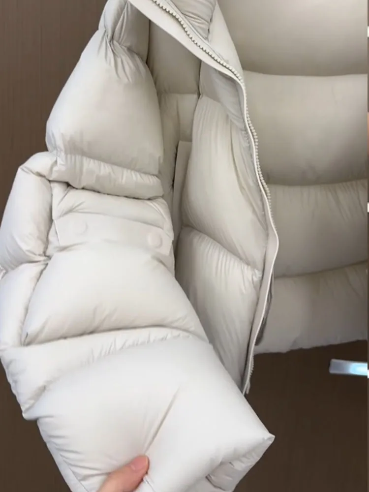 Coreano sle ort branco para baixo jaet feminino inverno faionable elite tamanho pequeno outerwear commute sle fibra de poliéster