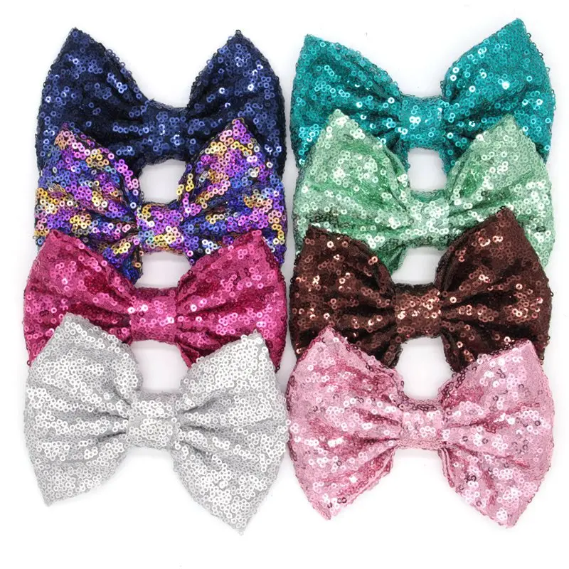 5-inch children's embroidered bow sequin baby headpiece European and American new bow without clip hair accessory