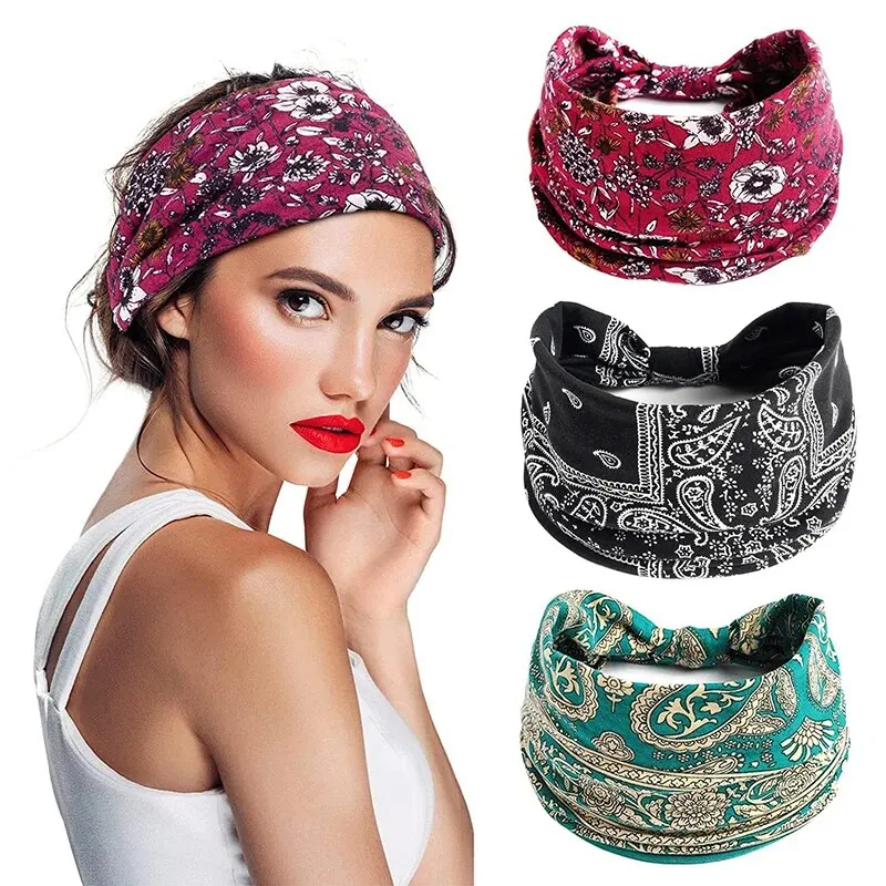 Bohemian Trendy Yoga Motion Hairpie Sweat-Absorbing Sweat Absorption And Elastic Cotton Head Ladies Headwear Hair Accessories