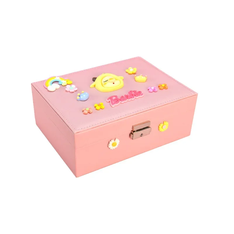 ชุดสีชมพูเด็กเล่น House ของเล่นจําลอง Double-deck เครื่องประดับ Dresser กล่องสร้อยข้อมือสร้อยคอ DIY อุปกรณ์เสริมผมของขวัญ