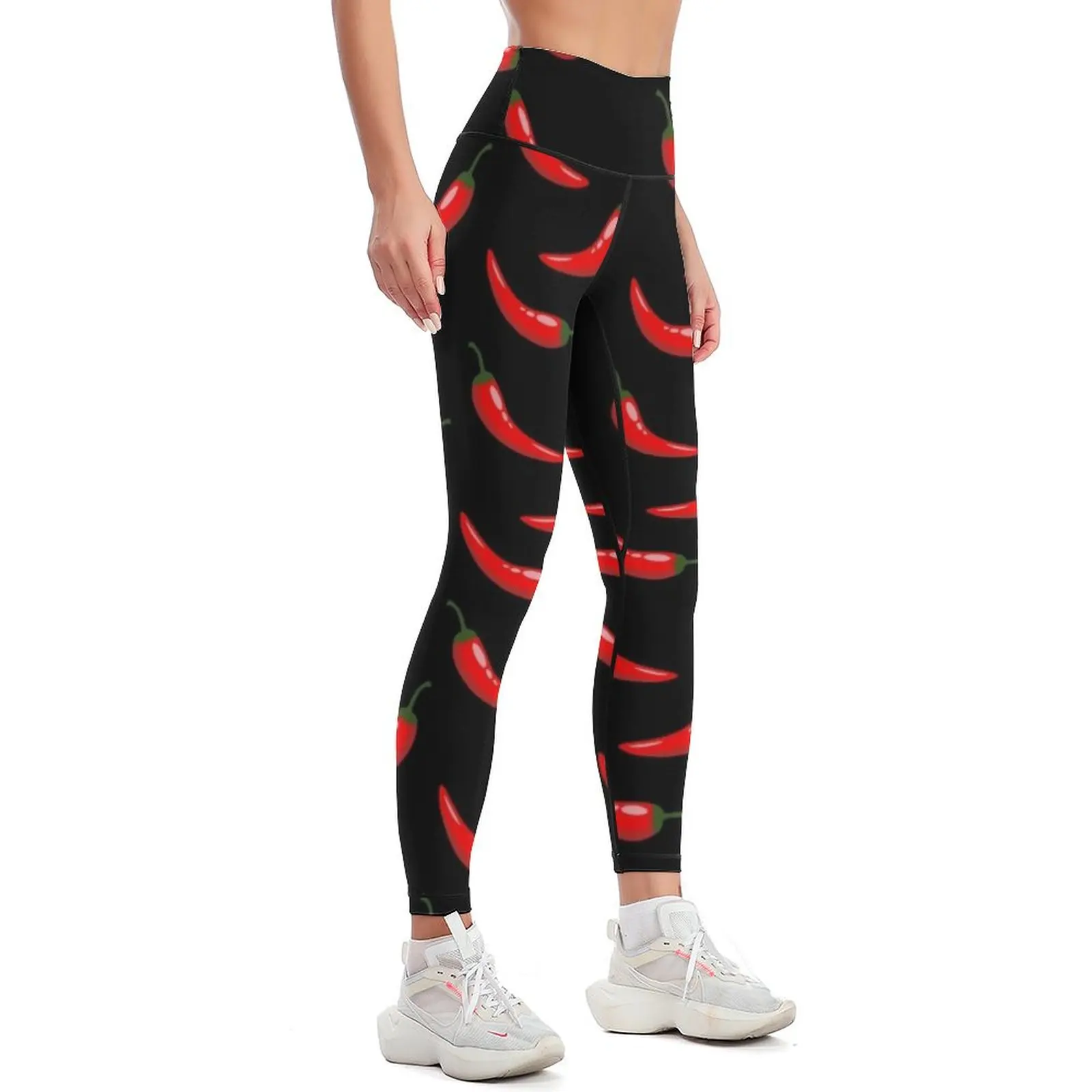 Red Chili Pepper Pattern, Hot red chili Leggings legings for fitness Sports pants woman Womens Leggings