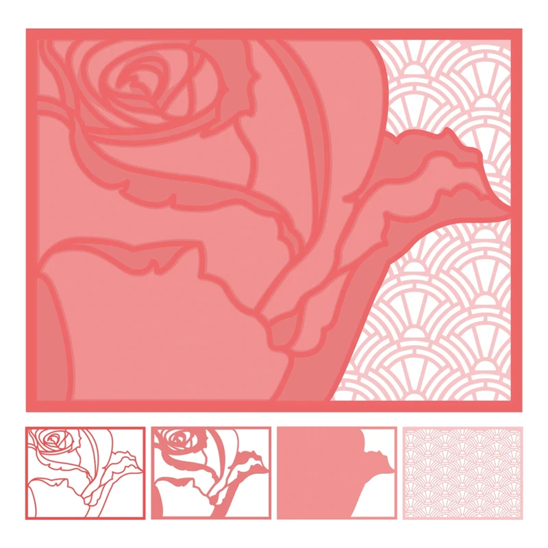 

Valentine's Day Layered Rose Background Metal Cutting Dies Scrapbooking for Paper Making Frame Card Craft Supplies No Stamps