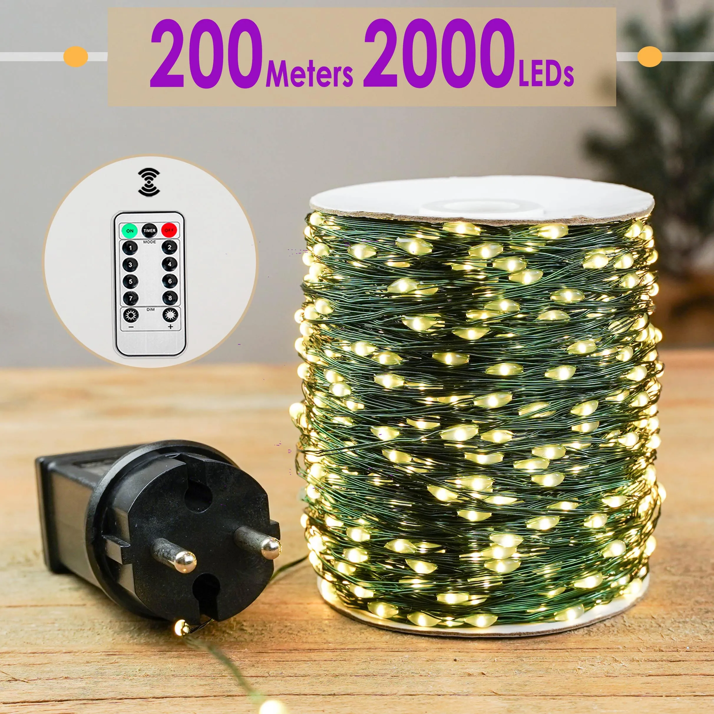 1000LEDs Christmas String Lights Outdoor Street Garland 100m Fairy Ramadan Remote For Wedding Indoor Bedroom Party Decorative