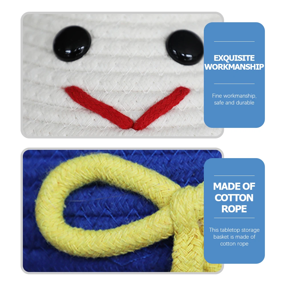 

Lovely Animal Lidded Cotton Rope Storage Desktop Organizer Woven Basket For Home Bedroom Bathroom Laundry Room Book
