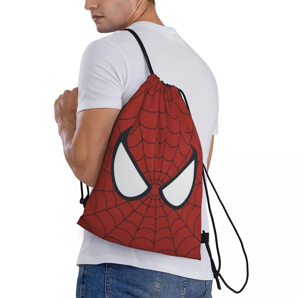 Saco De Viagem De Cordão Dobrável, Bolsas Portáteis, Sacos De Ombro De Compras De Mercearia Do Homem-Aranha