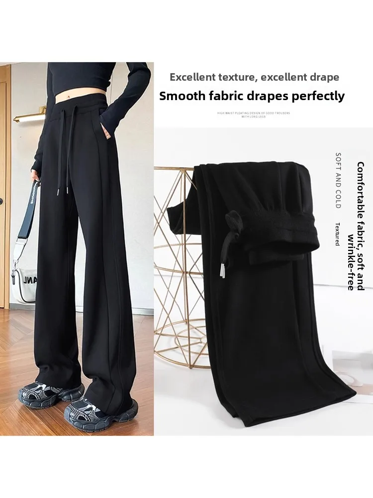 

High Waist Wide Leg Pants Women's Casual Straight Cut Trousers Spring Summer Slimming Banana Style Loose Fit Comfortable