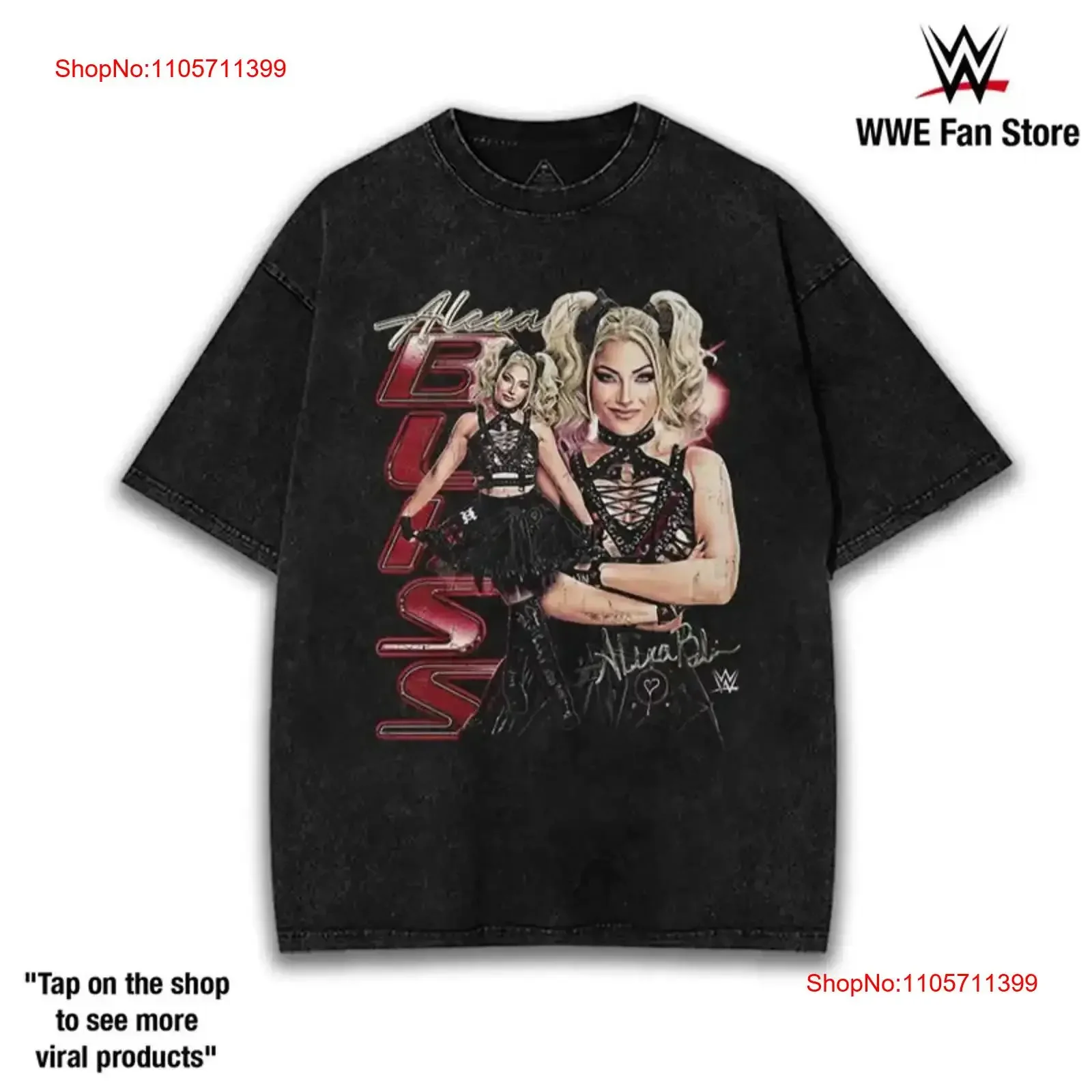 Alexa Bliss T-shirt vintage en coton épais à manches longues ou courtes, style délavé, vêtements de créateur polyvalents, streetwear doux