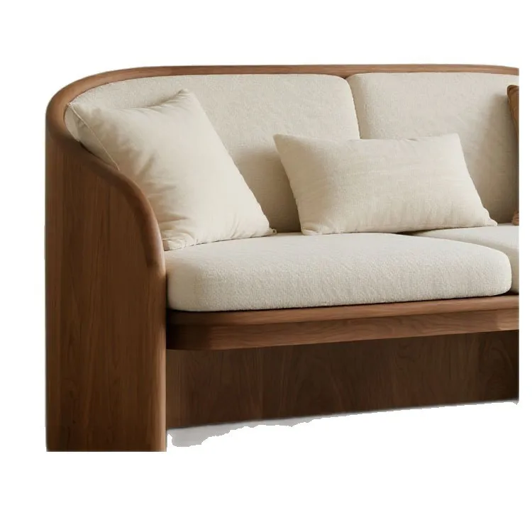 Divano doppio medievale in legno massello minimalista cinese curvo in legno di frassino