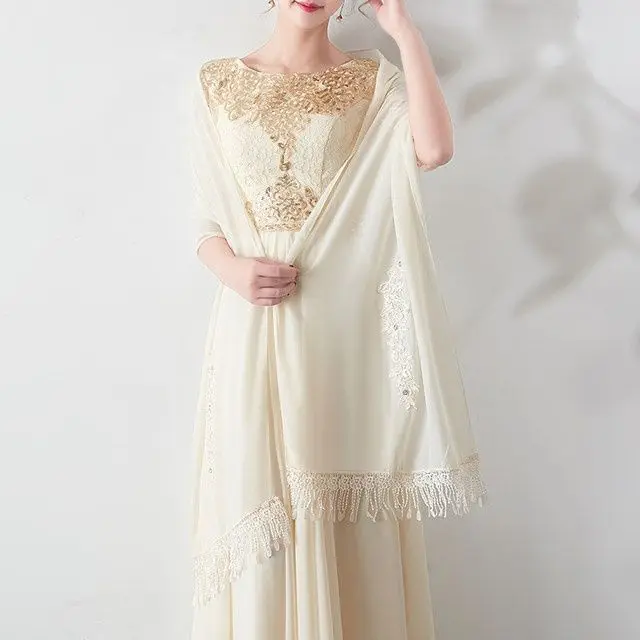 Customized Bride Shawl Wedding Evening Dress All-match Simple Fashion Solid Fairy Chiffon Cloak Sunscreen Thin Wedding Jackets W