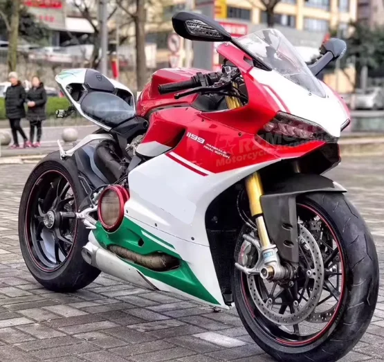 4Gifts Nuovo kit carene intere per moto ABS adatto per Ducati 899 1199 Set carrozzeria personalizzato Rosso Verde Bianco