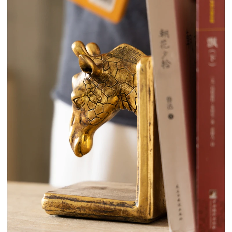 

Золотые животные из смолы, жираф, художественный книжный файл, книжный шкаф, орнамент, подарок на новоселье, винтажный офисный орнамент, фигурка