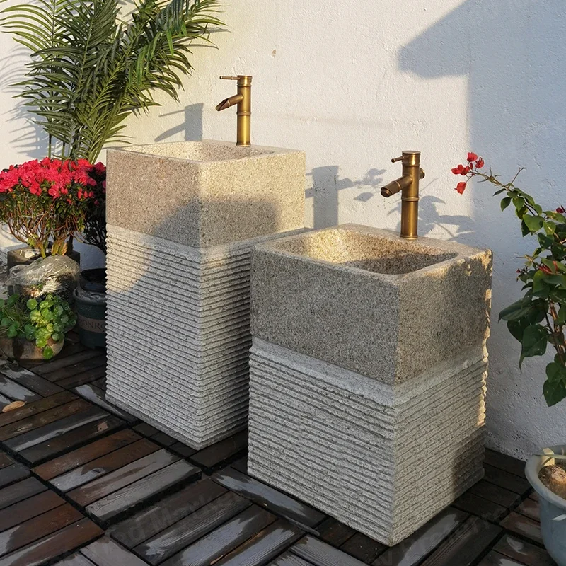 Original stone washbasin Dali Stone Garden pool sink column type integration