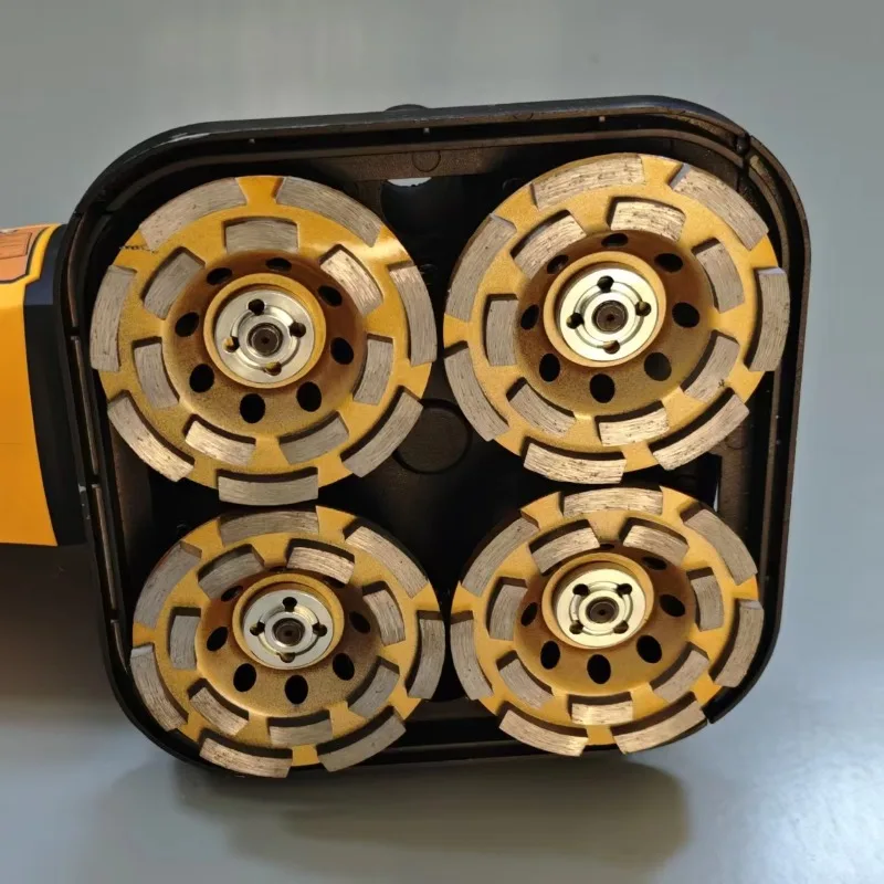 Industrial handheld four-wheel table grinder with six-speed power setting for efficient marble stone grinding