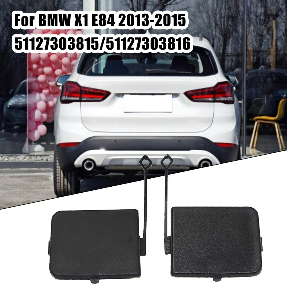 2x Hook Cover Cap L+R Left Plastic Right Black For BMW X1 Approx. 6.7x5.8 Cm Bumper Practical To Use Brand New