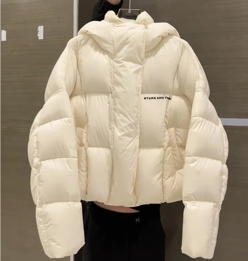 Chaqueta de plumón de pato blanco 90% para mujer, abrigo acolchado cálido con capucha para otoño e invierno, Parkas gruesas holgadas informales,