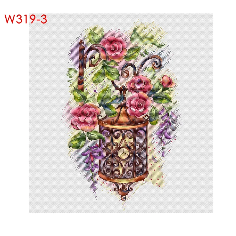 Cross-stitch kit Four Seasons wall Lamp Flower Lamp 3 28ct 18ct 14ct 11ct can be Customized Printed Cloth Manual Material Packag