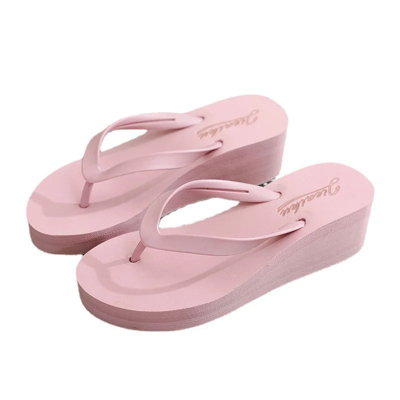 Rubber Flip Flops Shoes Ladies\' Slippers Low Women Heels Pantofle Shale Female Beach Platform On A Wedge Hawaiian Soft High 2023