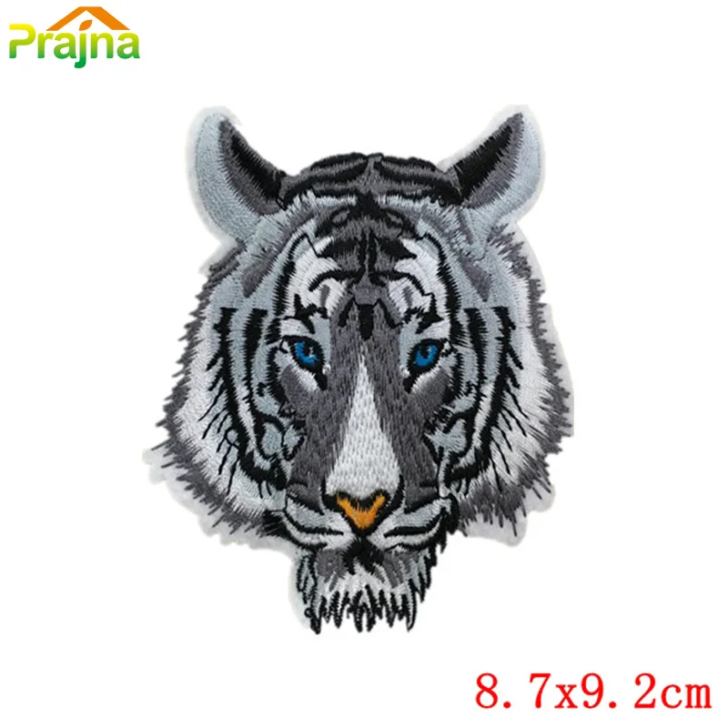 Prajna Tiger Embroidered Patch Stripe DIY Iron On Patches Stickers For Clothing Thermoadhesive Patches On Clothes Applique Badge