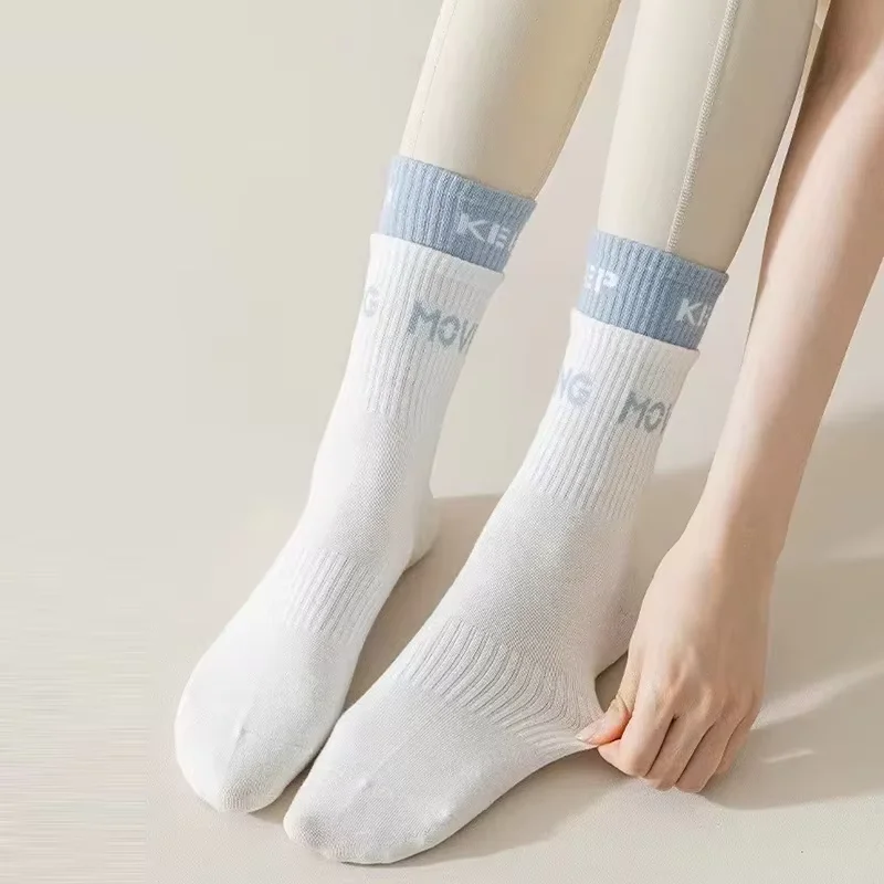1Pair Mid Calf Yoga Socks Pilates Socks Silicone Non-slip Fitness Socks Indoor Dance Gymnastic Training Sock