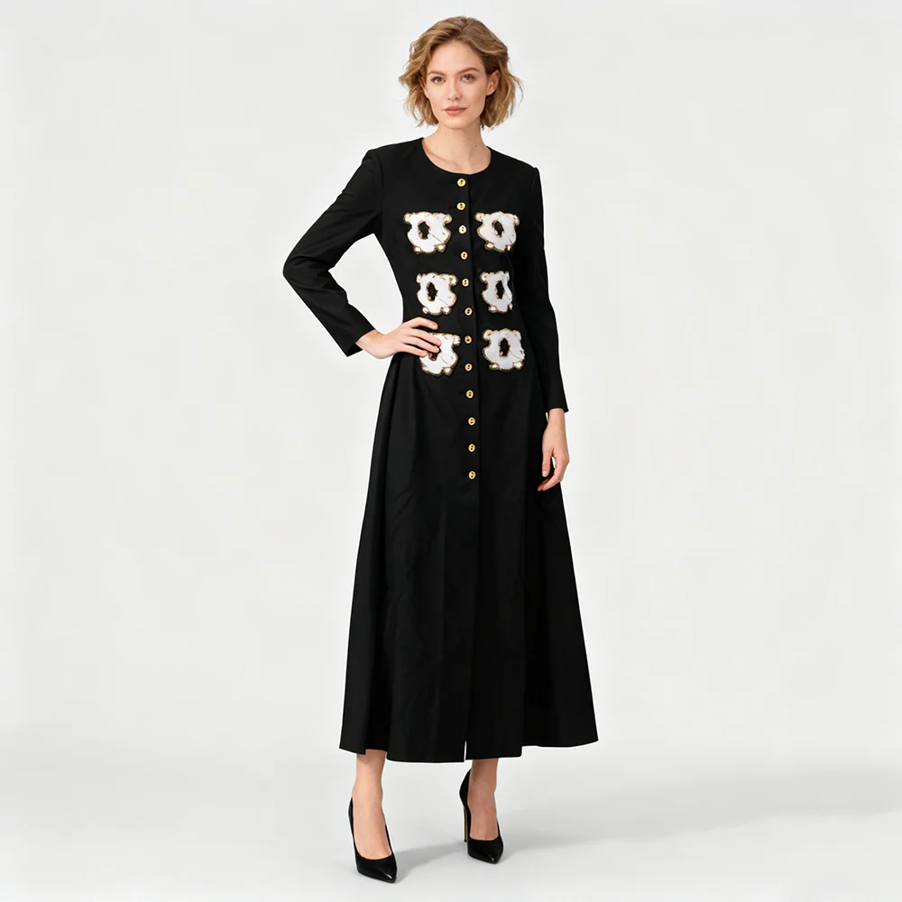 

Temperament Slimming Jackets For Women Round Neck Long Sleeve Spliced Button Spring Luxury Jacket Female Fashion Style New