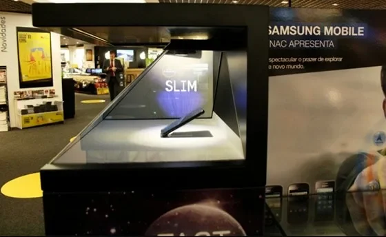 Holographic Projection Screen 3D Hologram Advertising Showcase Pyramid