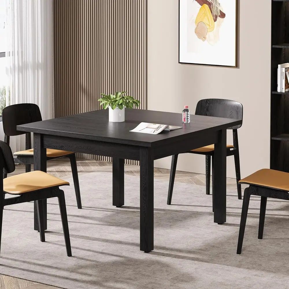 39.4-Inch Square Conerence Table or 4 People, Small Wooden Meeting Room Table with Solid Wood Legs and Thicken Tabletop or Coner