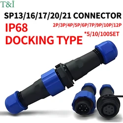 SP21 SP20 SP17 SP16 SP13 Docking 2P 3P 4P 5P 6P 7 12Pin IP68 Waterproof Aviation Connector,Panel Mount Connector Plug and Socket