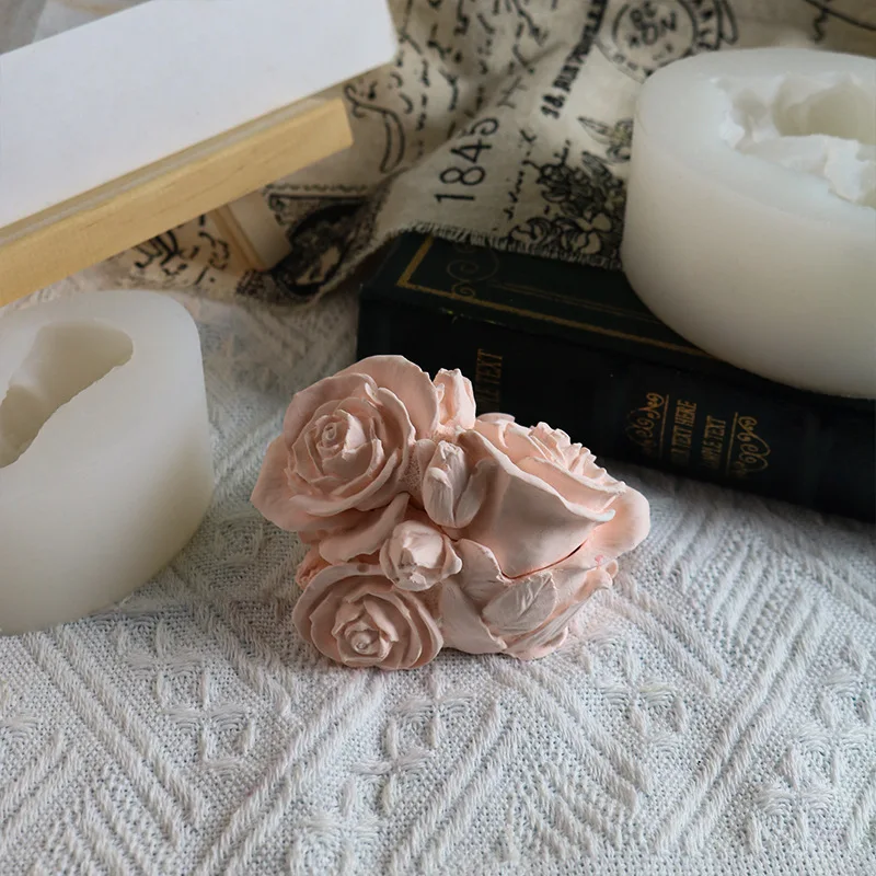 

Mould DIY 3D Rose Storage Box Plaster Decorative Mold Valentine's Day Rose Ornaments Jewelry Box Decorative Item Silicone Molds