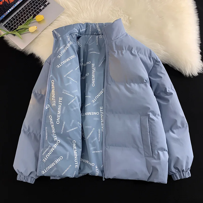 

Двусторонняя зимняя куртка для мужчин из утепленного хлопка, городской стиль, повседневная, из полиэфирного волокна, крутая, брендовая, для подростков