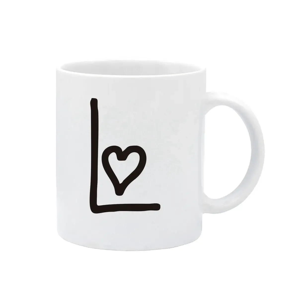 Birthday Age Name English Letter L LOVE Large Handle High Quality White Ceramic Mug 11 oz Cold and Hot Drink Coffee Cup