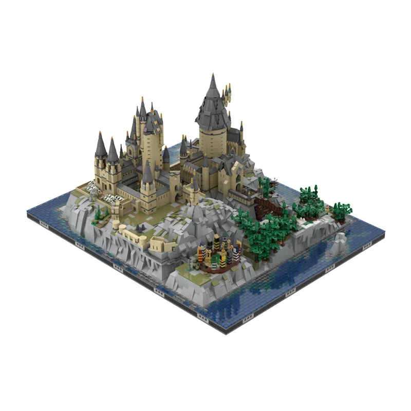 Modelo de película mágica, ladrillos de construcción MOC, Castillo costero Medieval, tecnología Modular, regalos, vacaciones, montar, juguetes para niños, traje