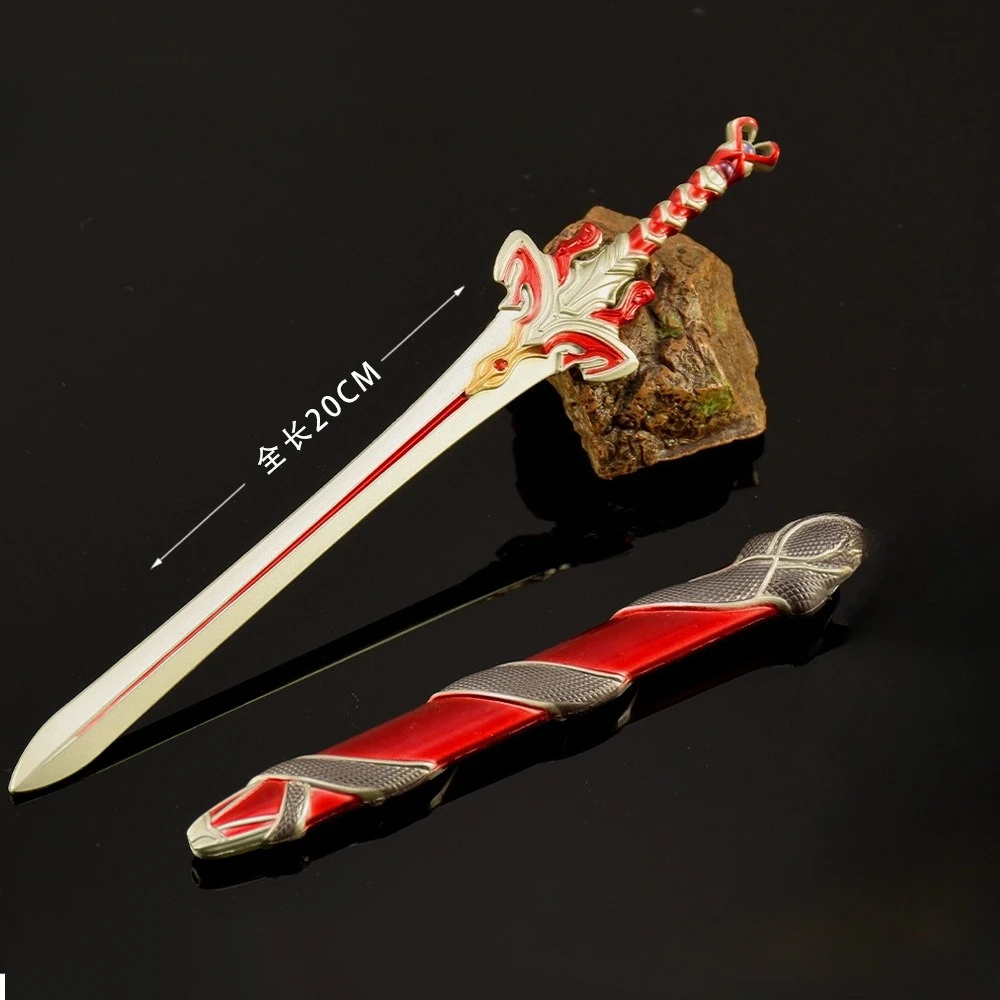 22cm7.1in จีนทีวีที่มีชื่อเสียง Crimson Cloud ดาบพวงกุญแจโลหะอาวุธรุ่น Katana อุปกรณ์เสริม Retro Replica ของเล่นของขวัญ