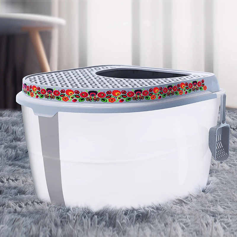 

Top-in Cat Sandbox Fully-Enclosed With Deodorizing Large Cat Toilet Odor-Proof Splash-Proof For Pet Care