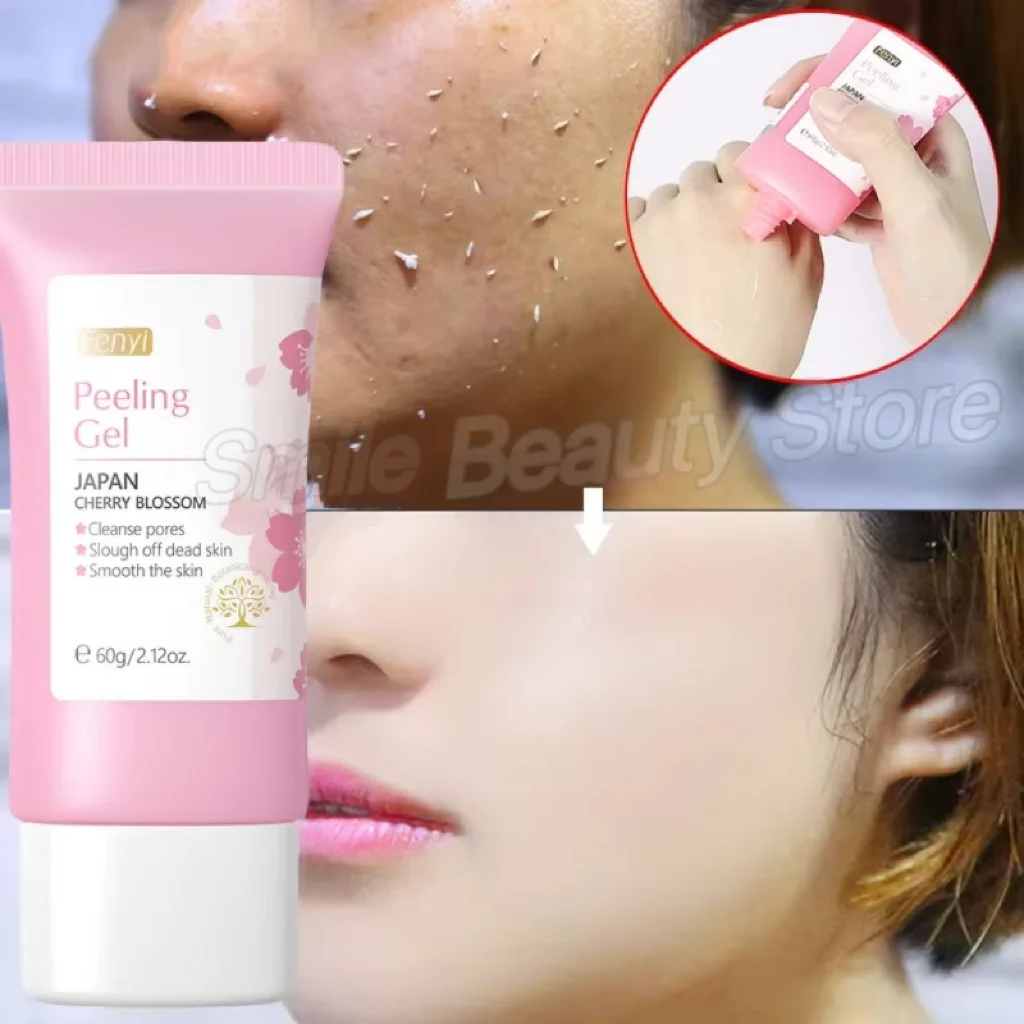 60g เจลขัดผิวหน้าไวท์เทนนิ่ง Peeling Cream Face Scrub Cleanser สิว Blackhead Treatment Moisturizing Repair Skin Care