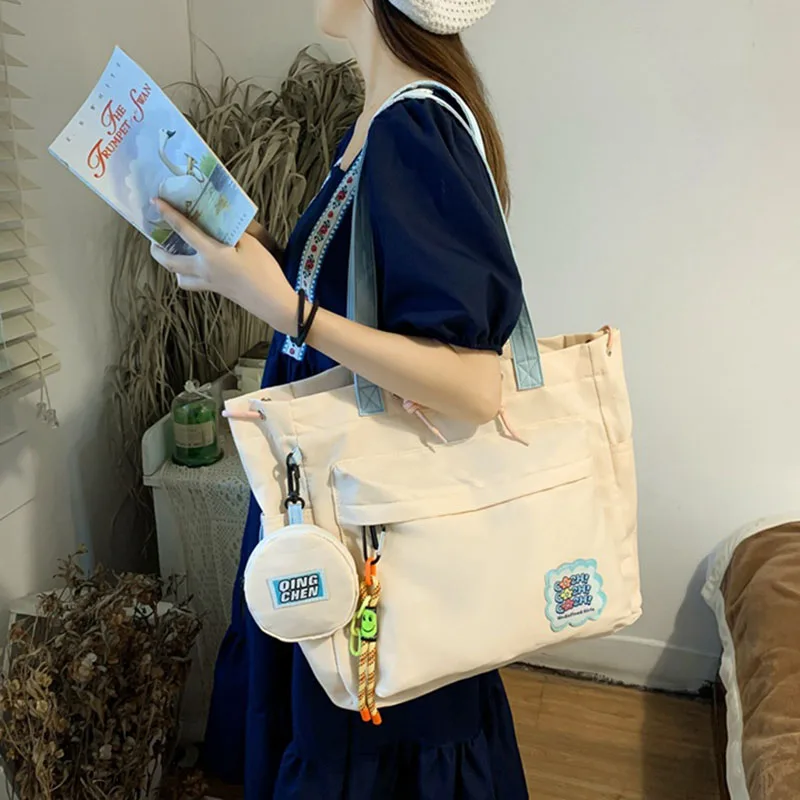 

Designer Canvas Women's Tote Shoulder Handbags Large Capacity Shopper Messenger Bags for Women Casual New Female Crossbody Bag