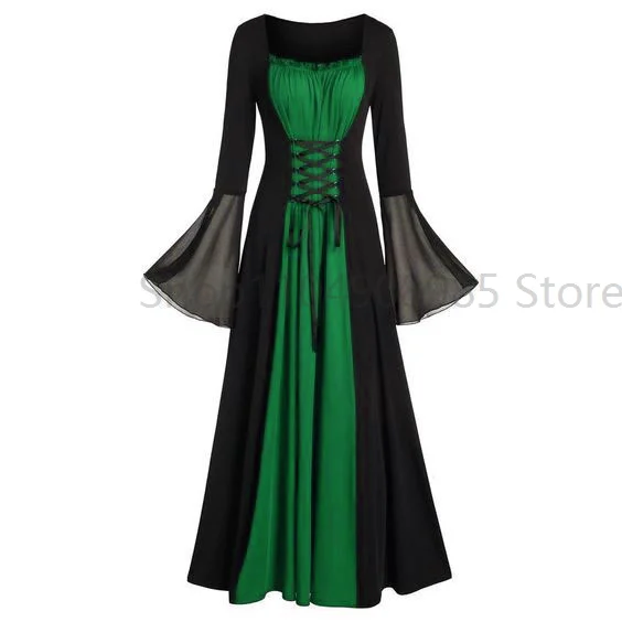 Medieval Plus size Women Gothic Maxi Dress Victorian Party Formal Gown Renaissance Steampunk Witch Halloween Cosplay