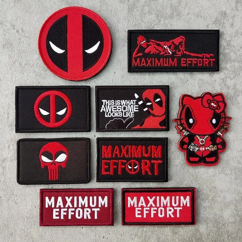 

Deadpool Doll Movie Cool Embroidery Cartoon Hello Kitty Velcro Badge Clothing Patch Decoration Backpack Cloth Patch Wholesale