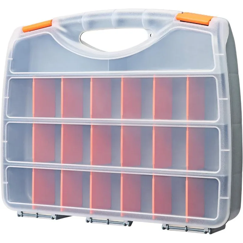 

Ящик для хранения инструментов, ящик для хранения оборудования, с ручкой и прозрачной крышкой, 21 регулируемый отсек.