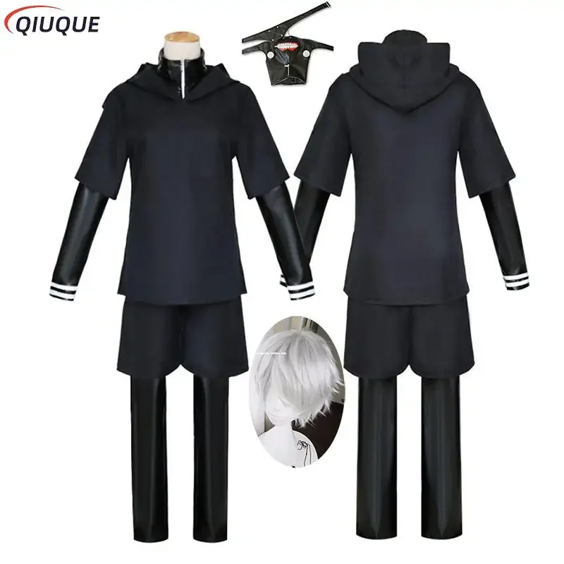 Kaneki Ken Cosplay fantasia para homens, capuz, jaqueta, calças, shorts, conjunto completo roupas, máscaras, anime, terno de quadrinhos, adereços, acessórios