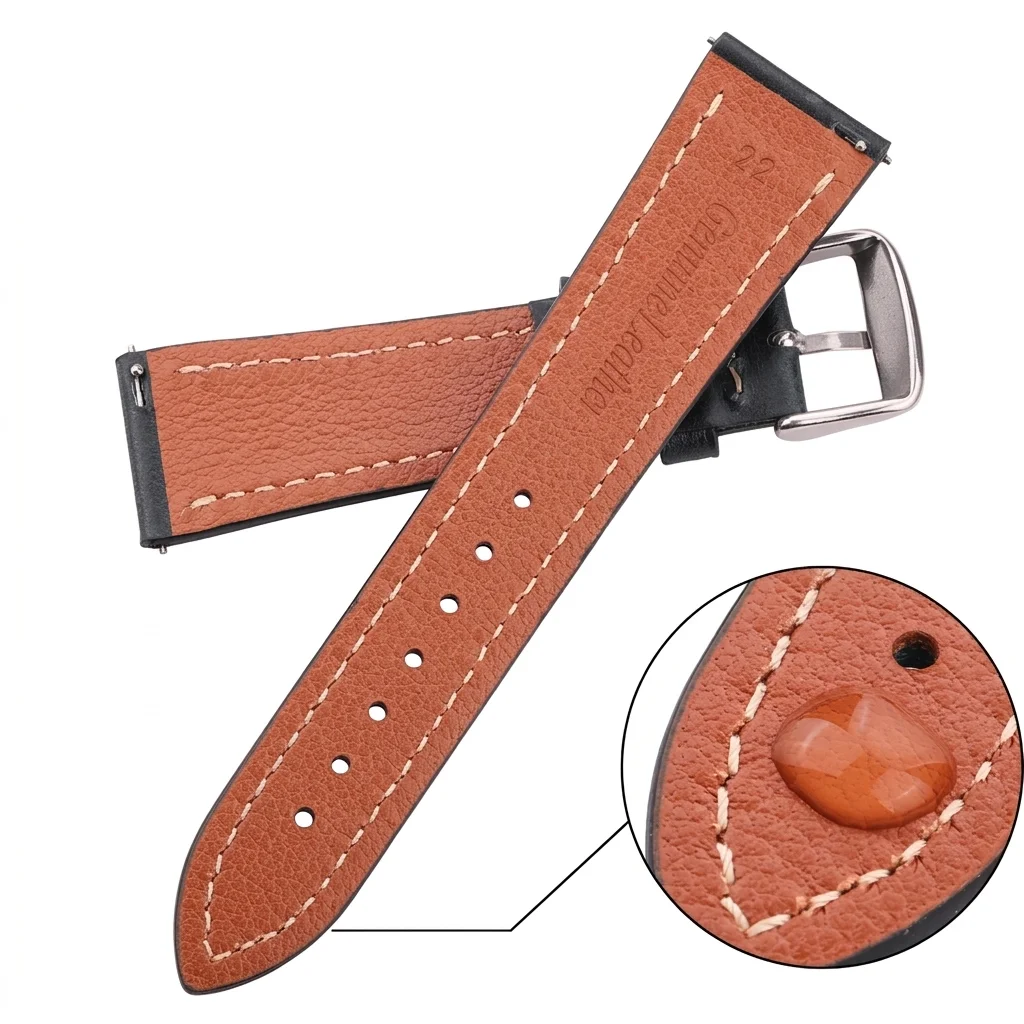 Cow Leather Watch Strap 18mm 20mm 22mm 24mm Brown Blue Red Green Cowhide Watchbands With Silver Stainless Steel Buckle