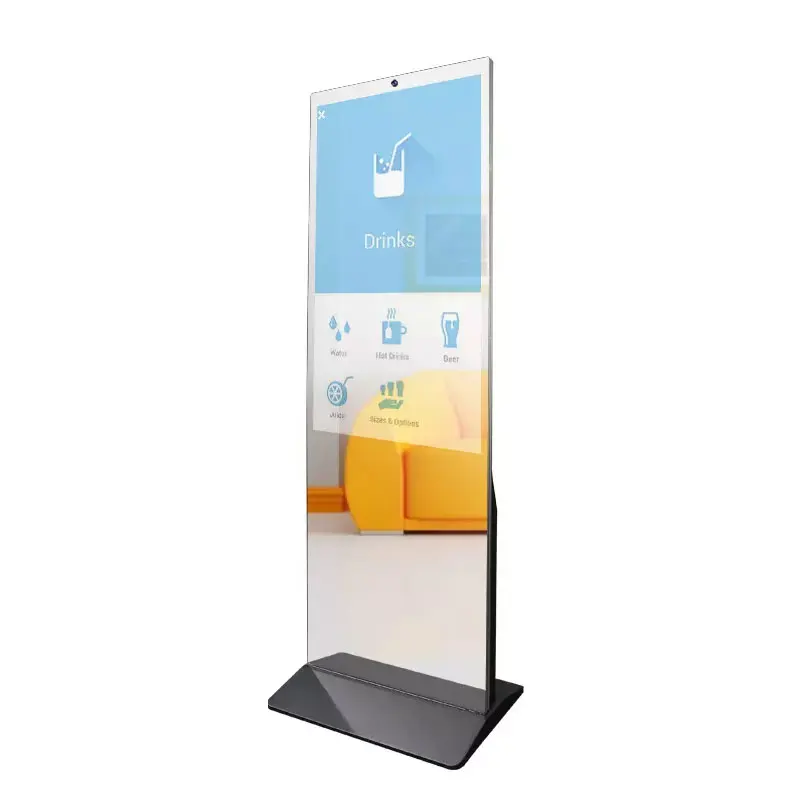 Floor Standing Full Brightness Interactive Magic Mirror Ads Player Multi Touch Screen Kiosk For Experience Center