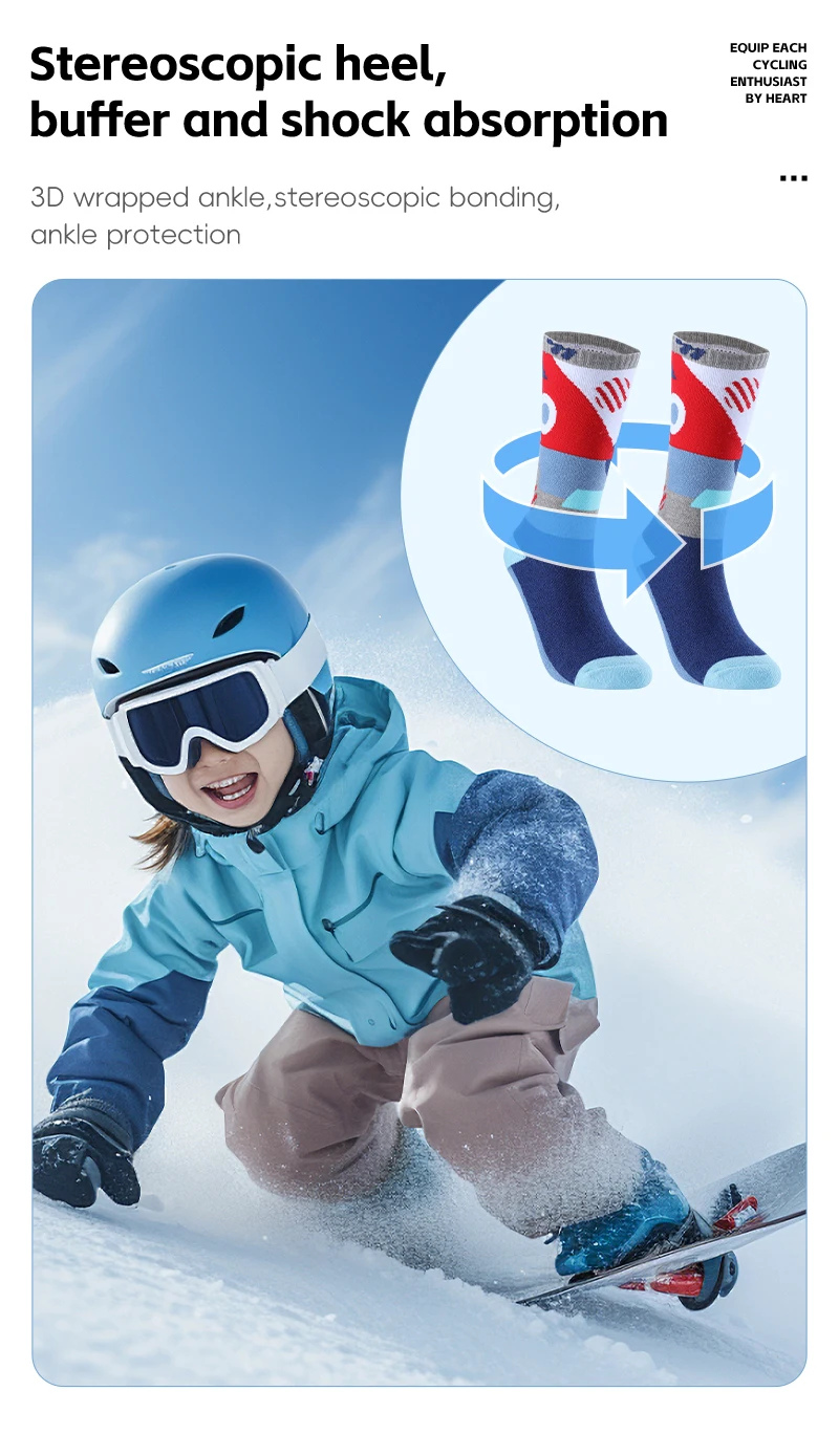 WEST BIKING Thermosocken aus Merinowolle für Jungen und Mädchen, feuchtigkeitsableitend, verdickt, warm, Ski, Wandern, Dämpfung, Kompressions-Sportsocken – Detail 10
