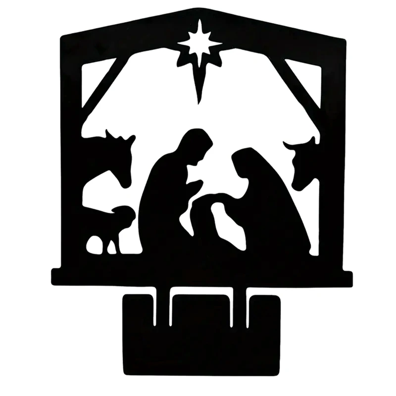 Nativity Scene Silhouette Nativity Figurines Set Christmas Nativity Ornament Nativity Holy Family For Fence Patio Durable C