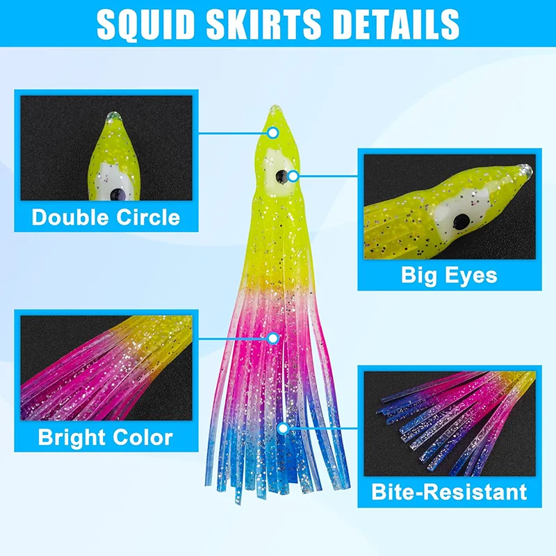 Luminous Squid Skirt Lure Soft Silicone Octopus Bait 5-12cm Assorted Colors Fresh Saltwater Night Bass Tuna Fishing Tackle - view 2