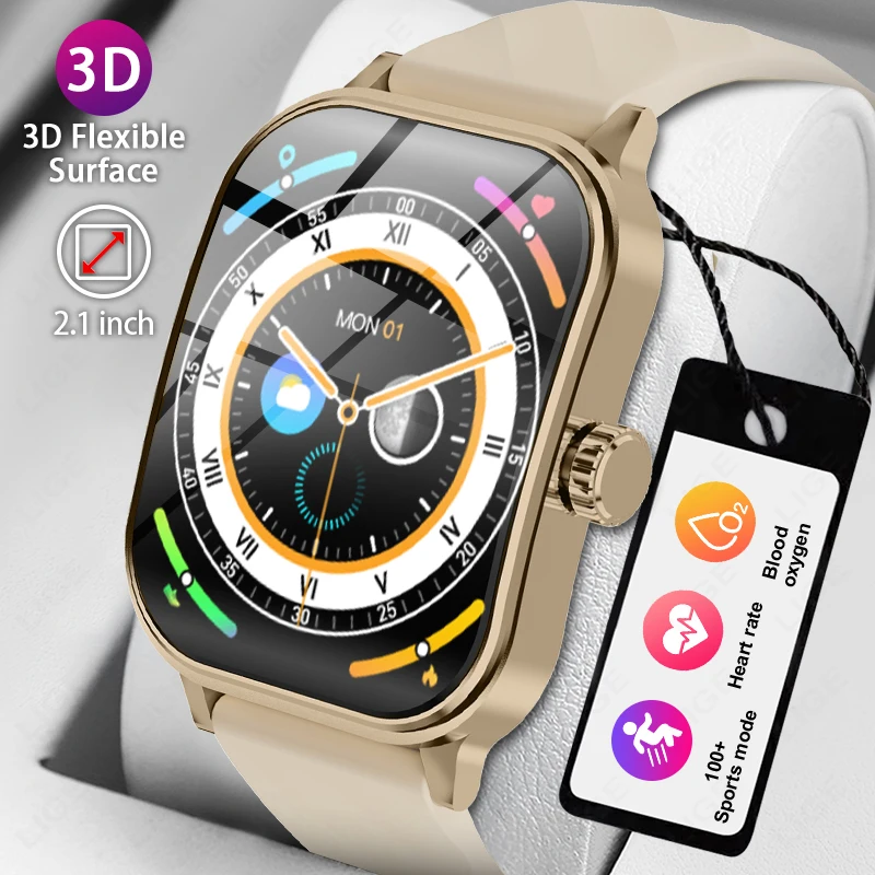 

LIGE Smart Watch Men Bluetooth Call 100+ sport Modes Digital Watch 3D Screen Full Touch AI Voice Female Health Reminder Bracelet