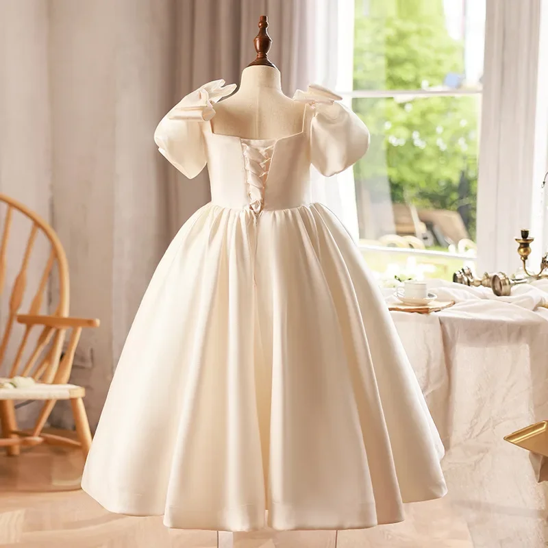 Elegant ivory Flower Flower Girl Dress for Wedding Kids Ball Gown ceremony Dresses Children First Communion Dress party Clothes